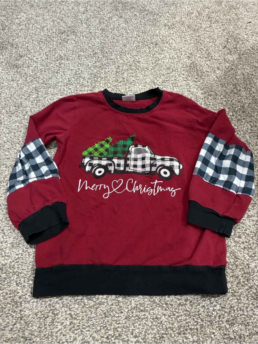 Merry Christmas Red Plaid Kids Shirt